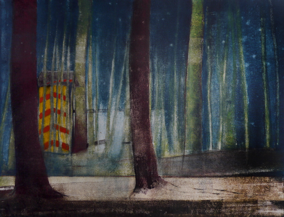 (T1058) Guérite dans la forêt, 2020, acrylique sur toile, 87,5 x 113,5 cm (1774 visites) (T1058) Guérite dans la forêt, 2020, acrylique sur toile, 87,5 x 113,5 cm