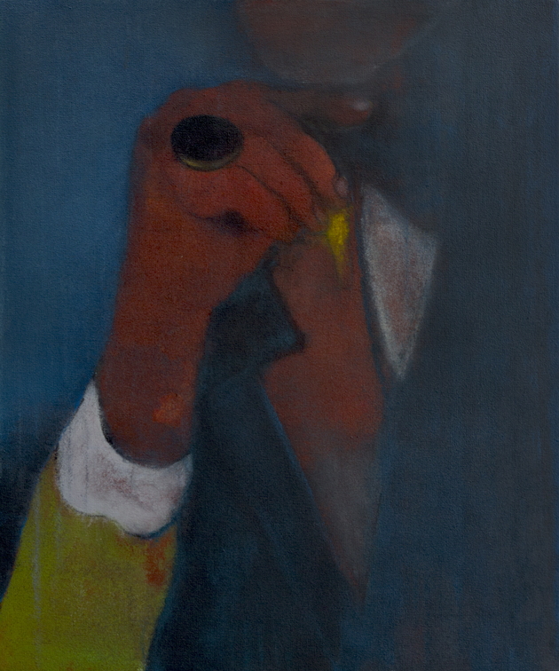 (T1064) Le cabochon noir, 2020, acrylique sur toile, 65 x 54 cm, collection privée
