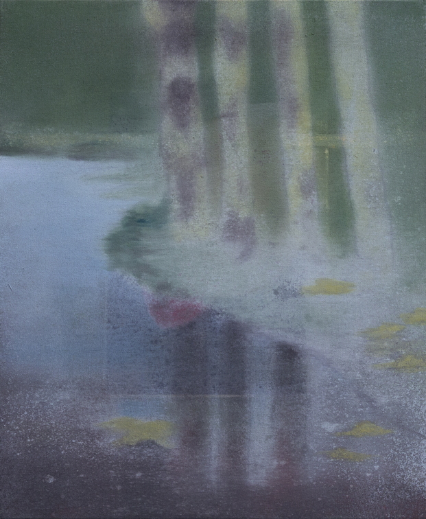 (T1125) L’étang, 2022, acrylique sur toile, 46 x 38 cm, collection privée