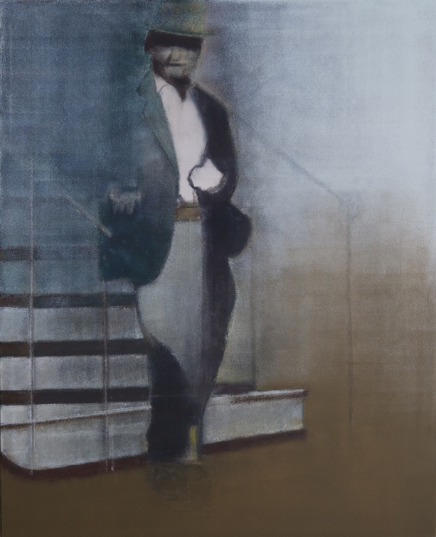 (T1142) Station 7 (homme descendant un escalier), 2022, acrylique sur toile, 162 x 130 cm (60181 visites) (T1142) Station 7 (homme descendant un escalier), 2022, acrylique sur toile, 162 x 130 cm